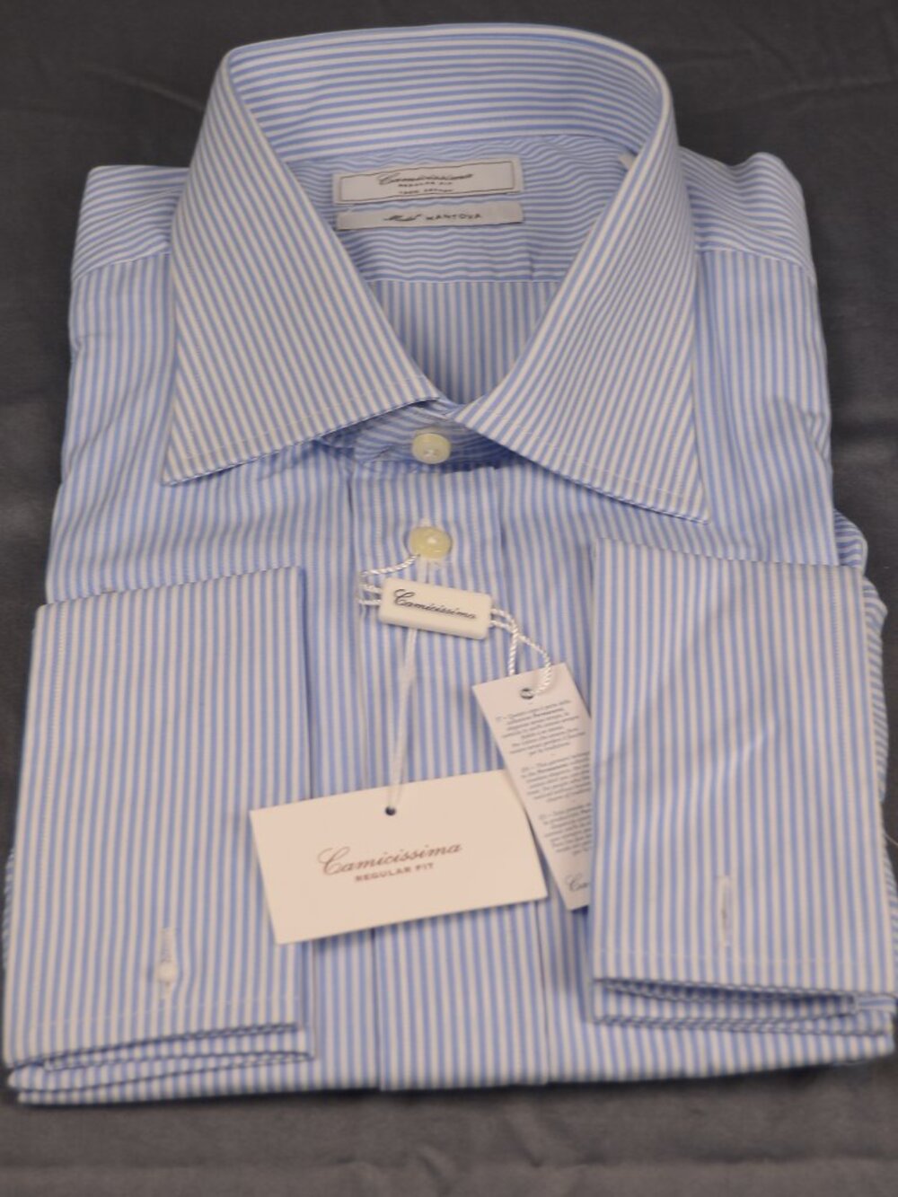 Camicissima Milano "Mantova" Dress Shirt French Cuff-- Blue White--18.5 NWT
